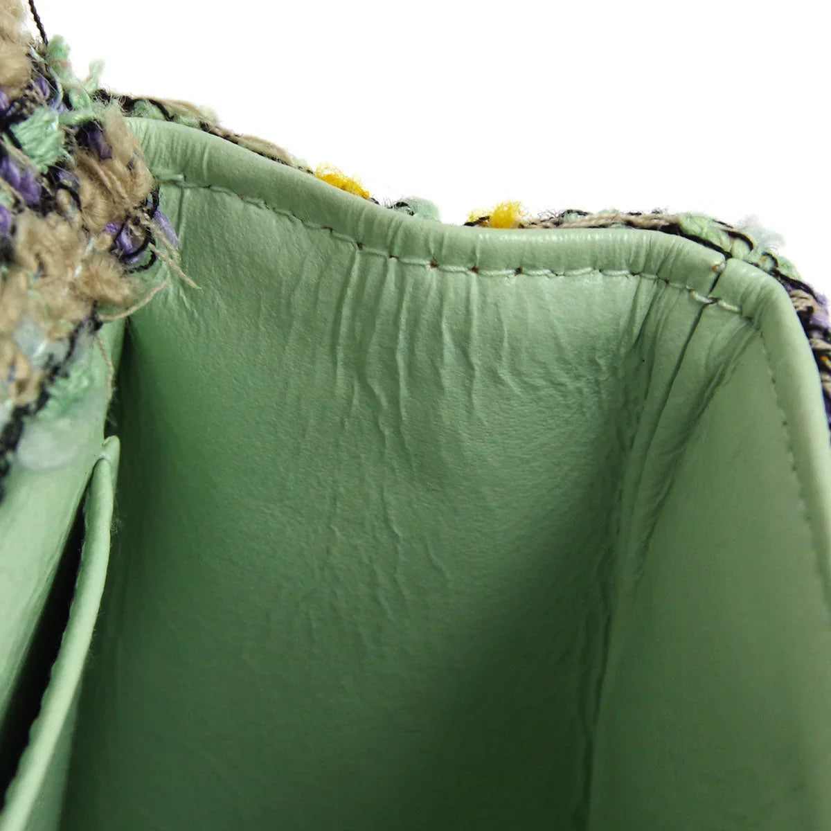 Chanel * 1994 Green Tweed Mini Classic Flap Handbag
