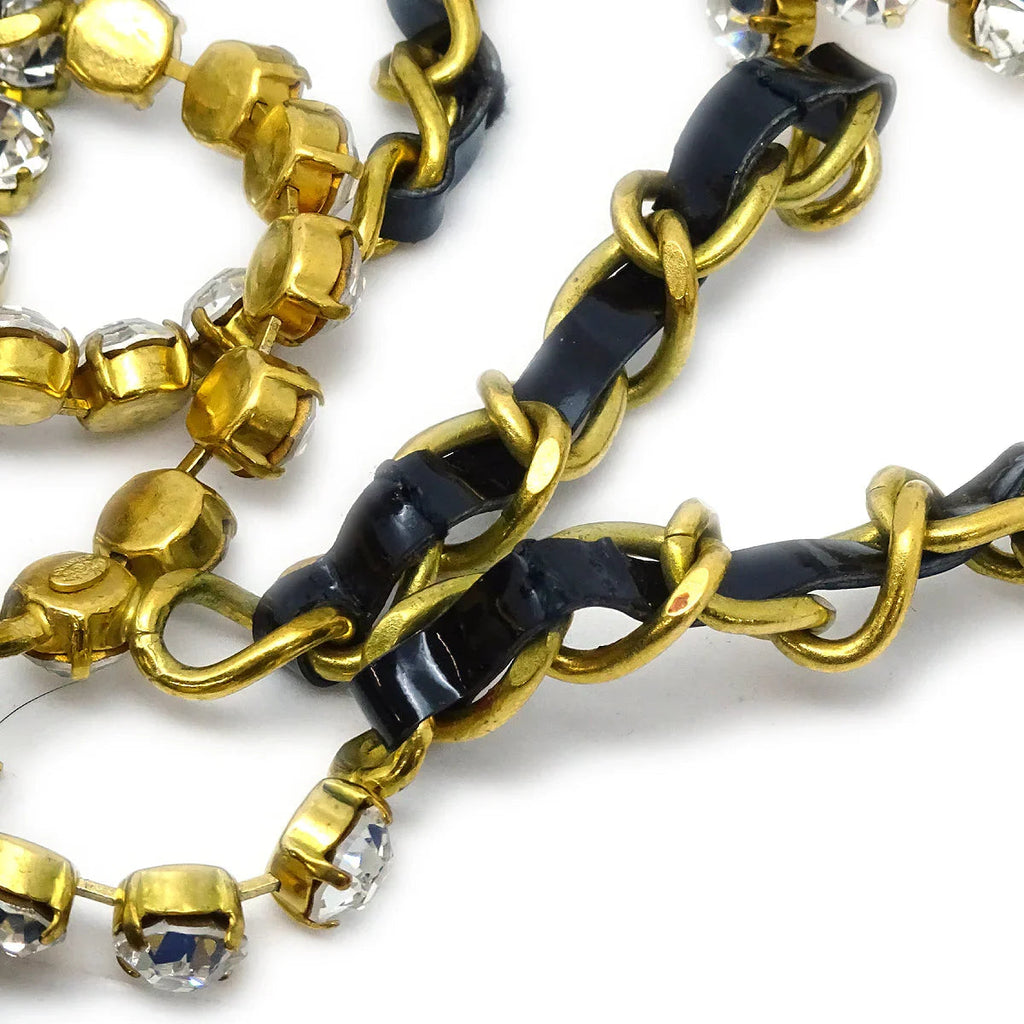 Chanel 1995 Spring Rhinestones CC Gold & Black Chain Belt