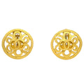 Chanel 1995 Fretwork Paisley Round Earrings Clip-On Gold