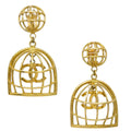 Chanel Birdcage Dangle Earrings Clip-On Gold 29