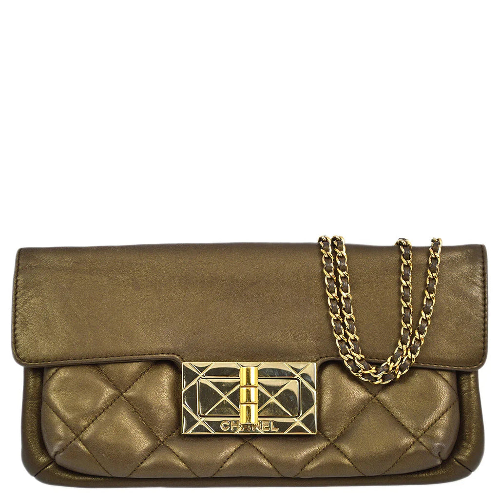 Chanel 2004-2005 Bronze Lambskin Mademoiselle Lock Shoulder Bag