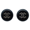 Chanel Button Pierced Earrings Rhinestone Black 00A