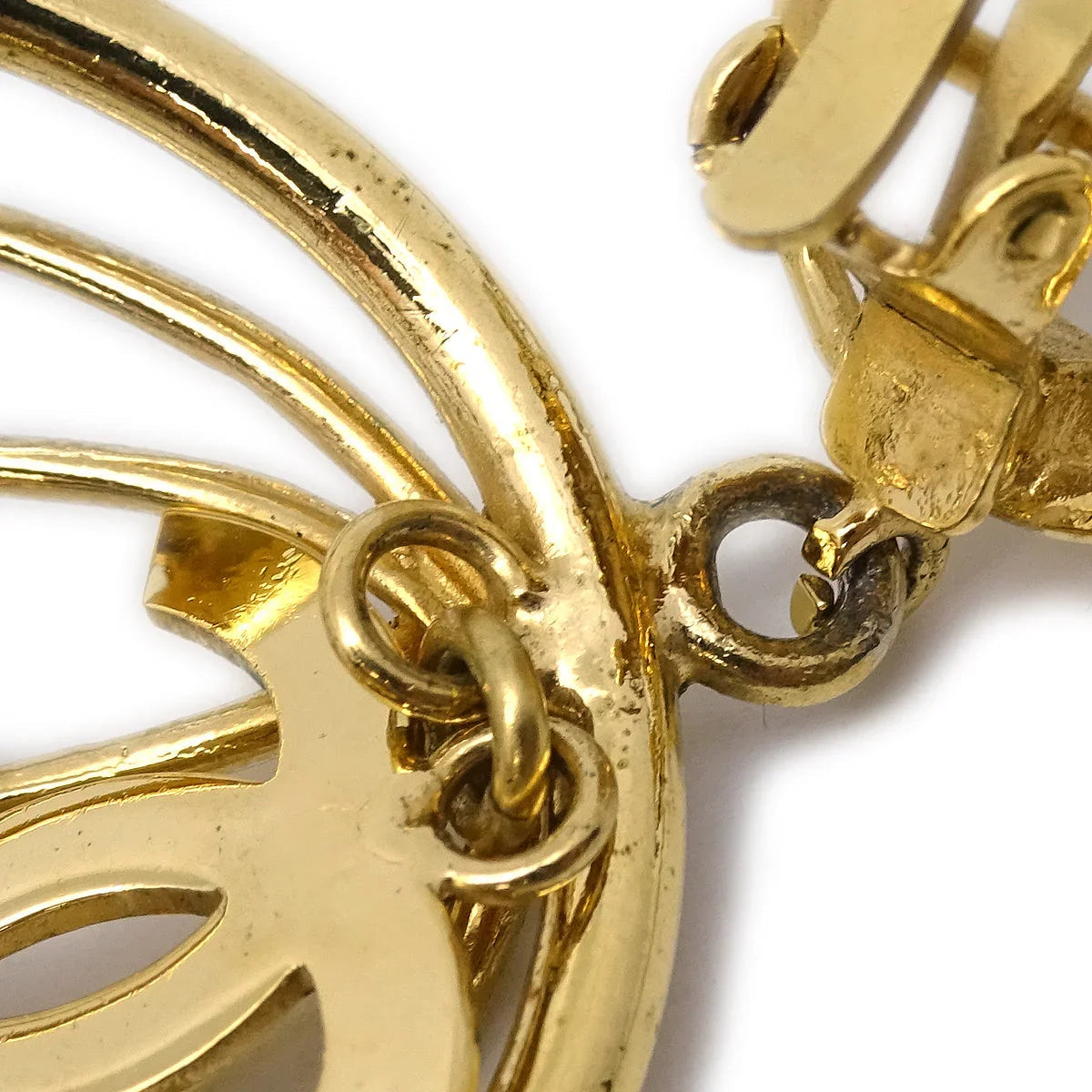 Chanel Birdcage Dangle Earrings Clip-On Gold