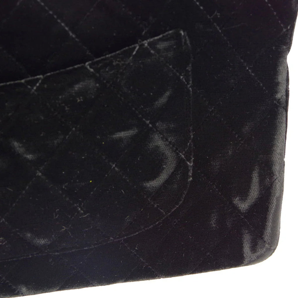 Chanel * 1991-1994 Black Velvet Medium Classic Flap Handbag