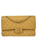 Chanel 2001-2003 Beige Caviar Medium Classic Double Flap Bag SHW
