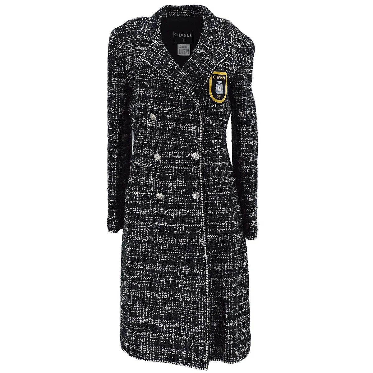 Chanel 2005 cruise crest-applique tweed coat #40