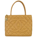 Chanel 2006-2008 Beige Caviar Medallion Tote