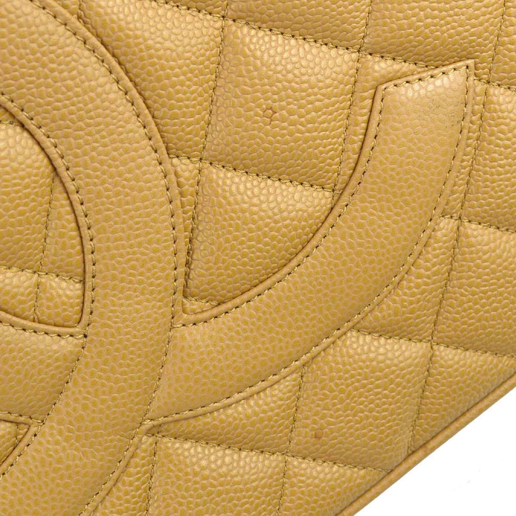 Chanel 2006-2008 Beige Caviar Medallion Tote