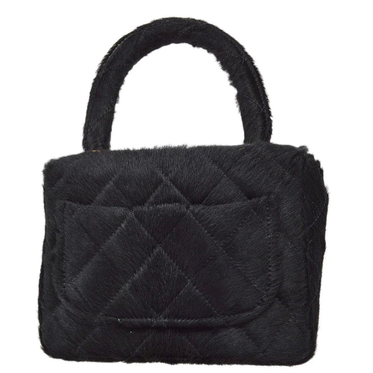Chanel 1991-1994 Black Pony Hair Classic Flap Micro Handbag
