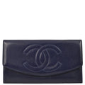 Chanel 1991-1994 Navy Lambskin Timeless Long Wallet
