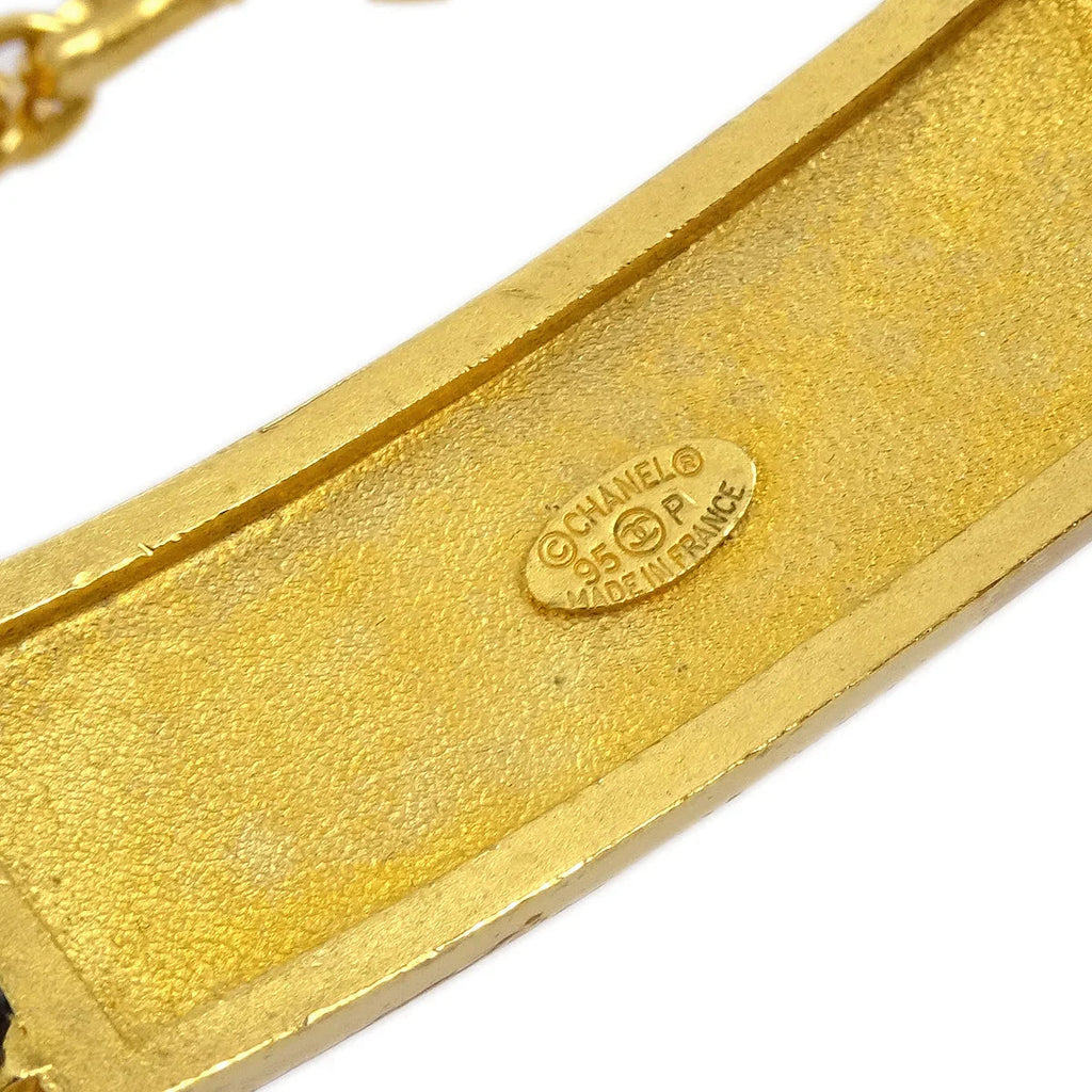 Chanel * 1995 Black & Gold Logo Plate Choker