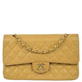 Chanel 2001-2003 Beige Caviar Medium Classic Double Flap Bag