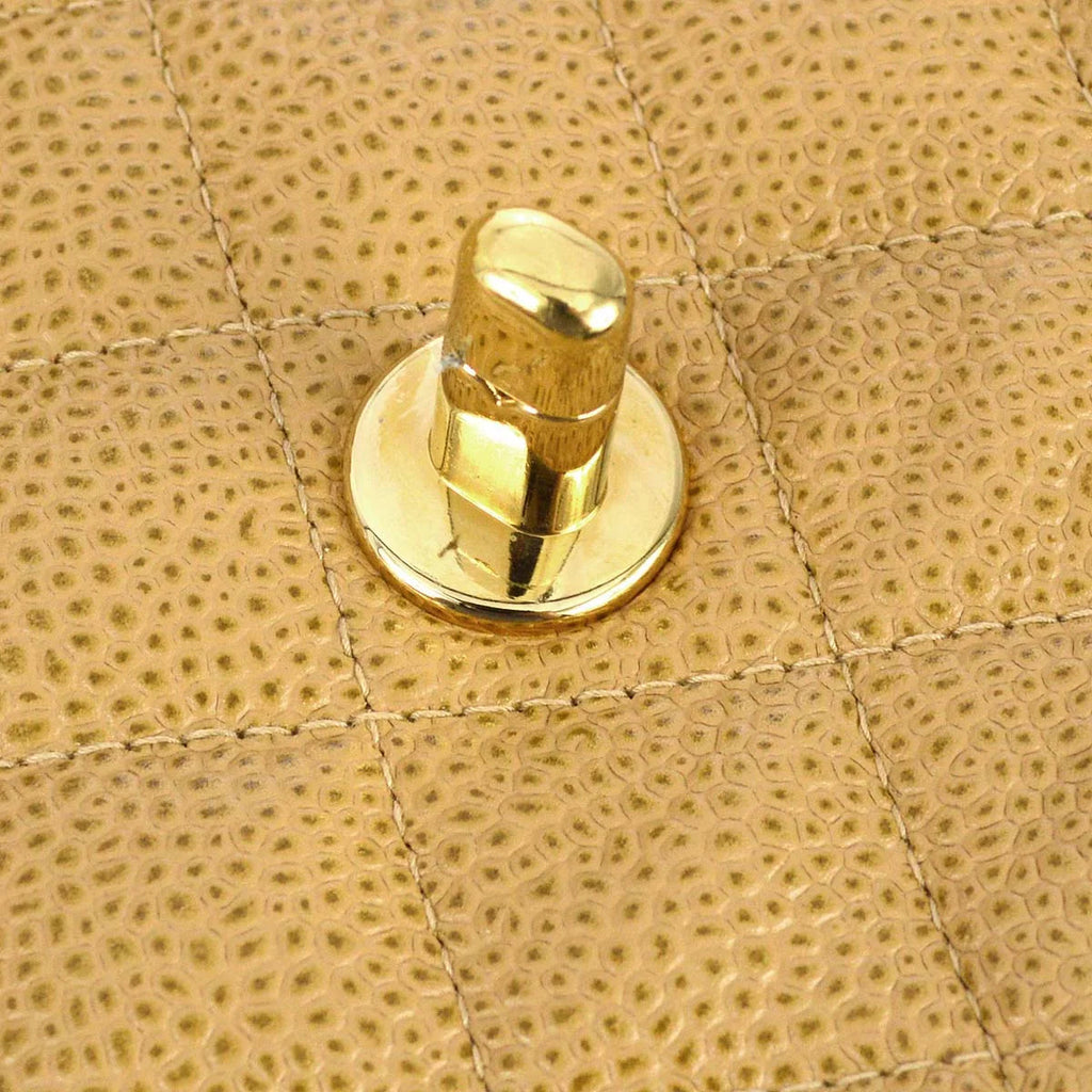 Chanel 2001-2003 Beige Caviar Medium Classic Double Flap Bag