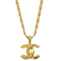 Chanel Mini CC Chain Pendant Necklace Gold 1982