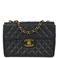 Chanel 1994-1996 Black Caviar Jumbo Classic Flap Bag
