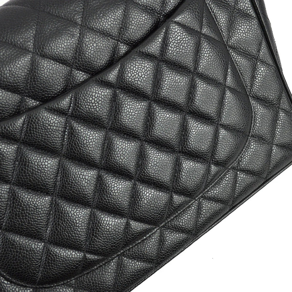 Chanel 1994-1996 Black Caviar Jumbo Classic Flap Bag