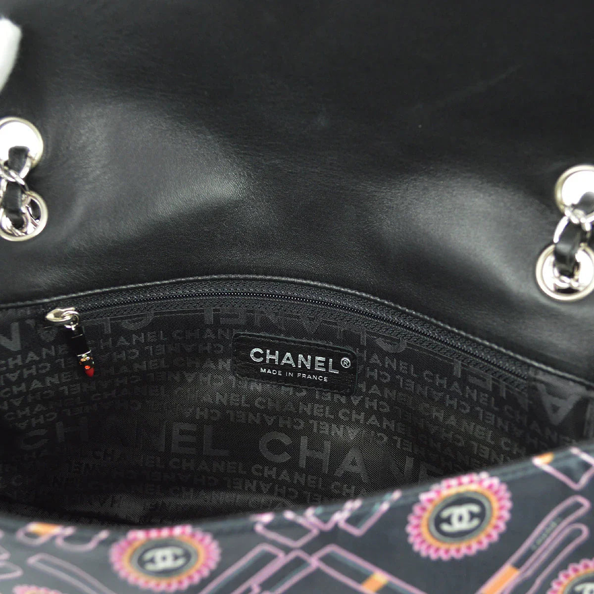 Chanel 2004-2005 Black Satin Lipstick Classic Single Flap Shoulder Bag
