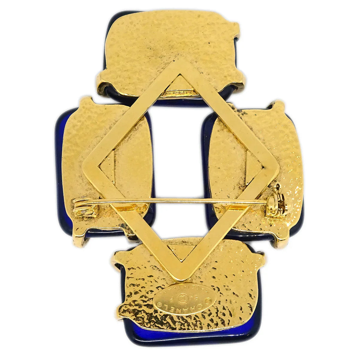 Chanel 1994 Gold & Blue Gripoix 'CC' Brooch
