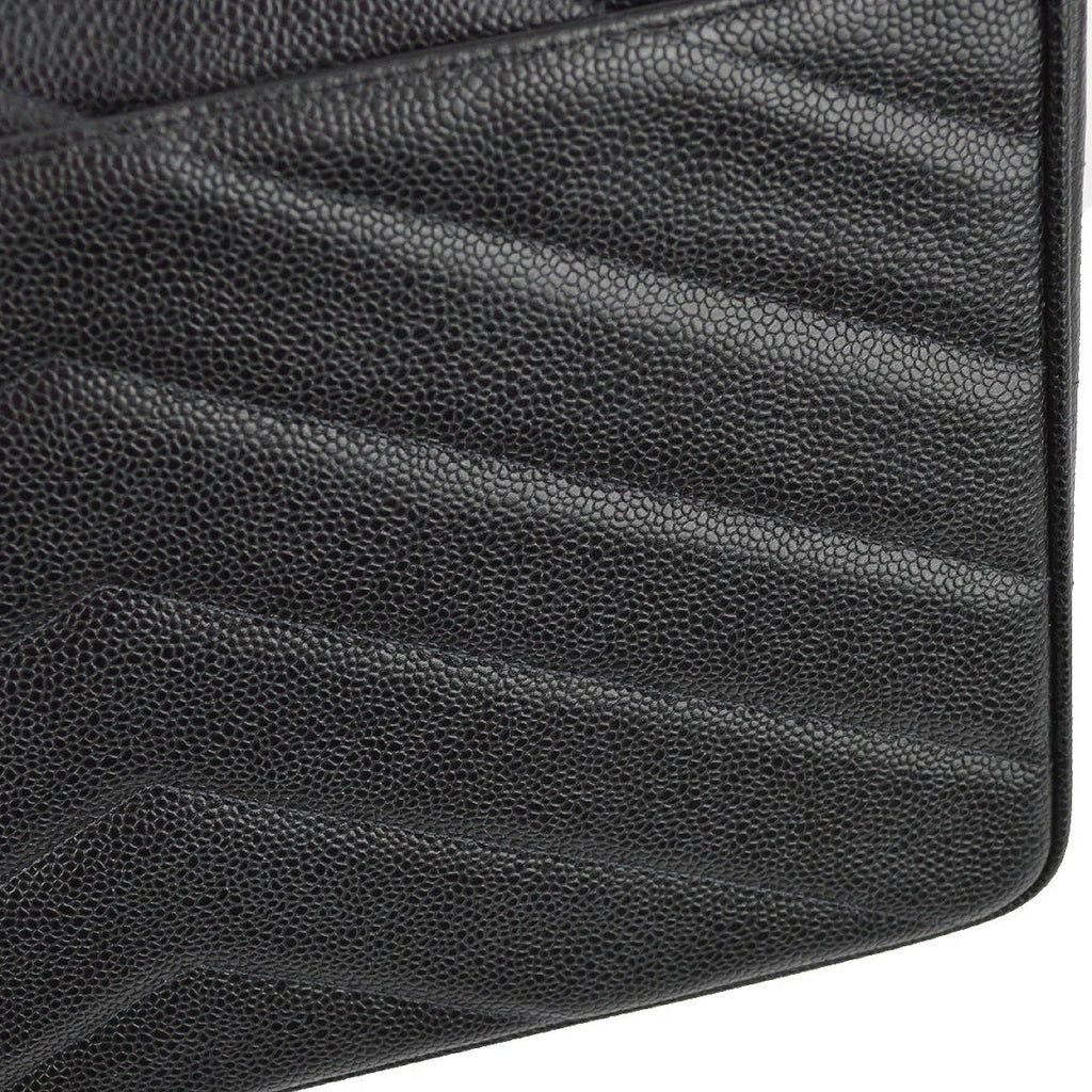 Chanel 1994-1996 Black Caviar Jumbo Chevron Letter Flap Bag