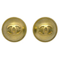 Chanel Button Earrings Gold Clip-On 94A