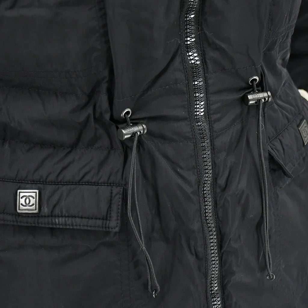 Chanel Sport Line Zip Up Hoodie Jacket Black 07A #38