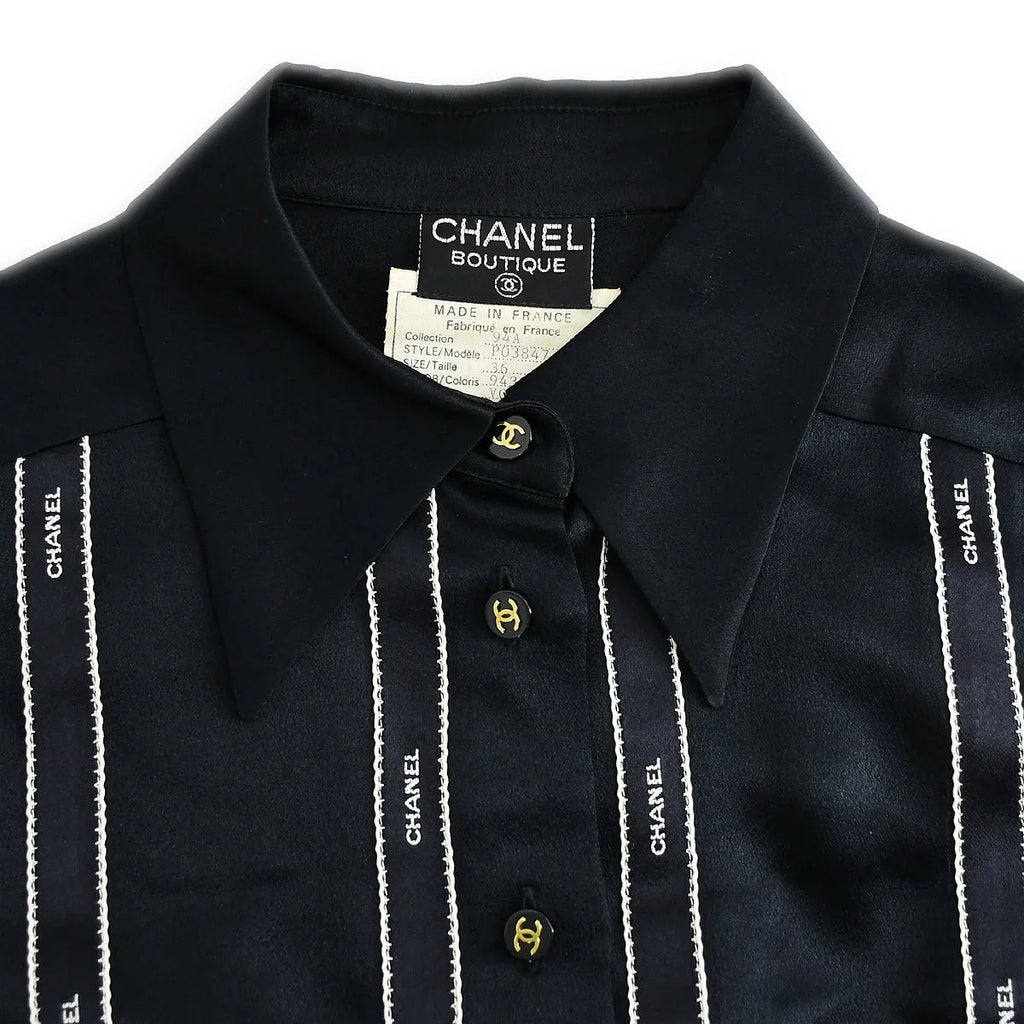 Chanel Fall 1994 logo-print silk shirt #36