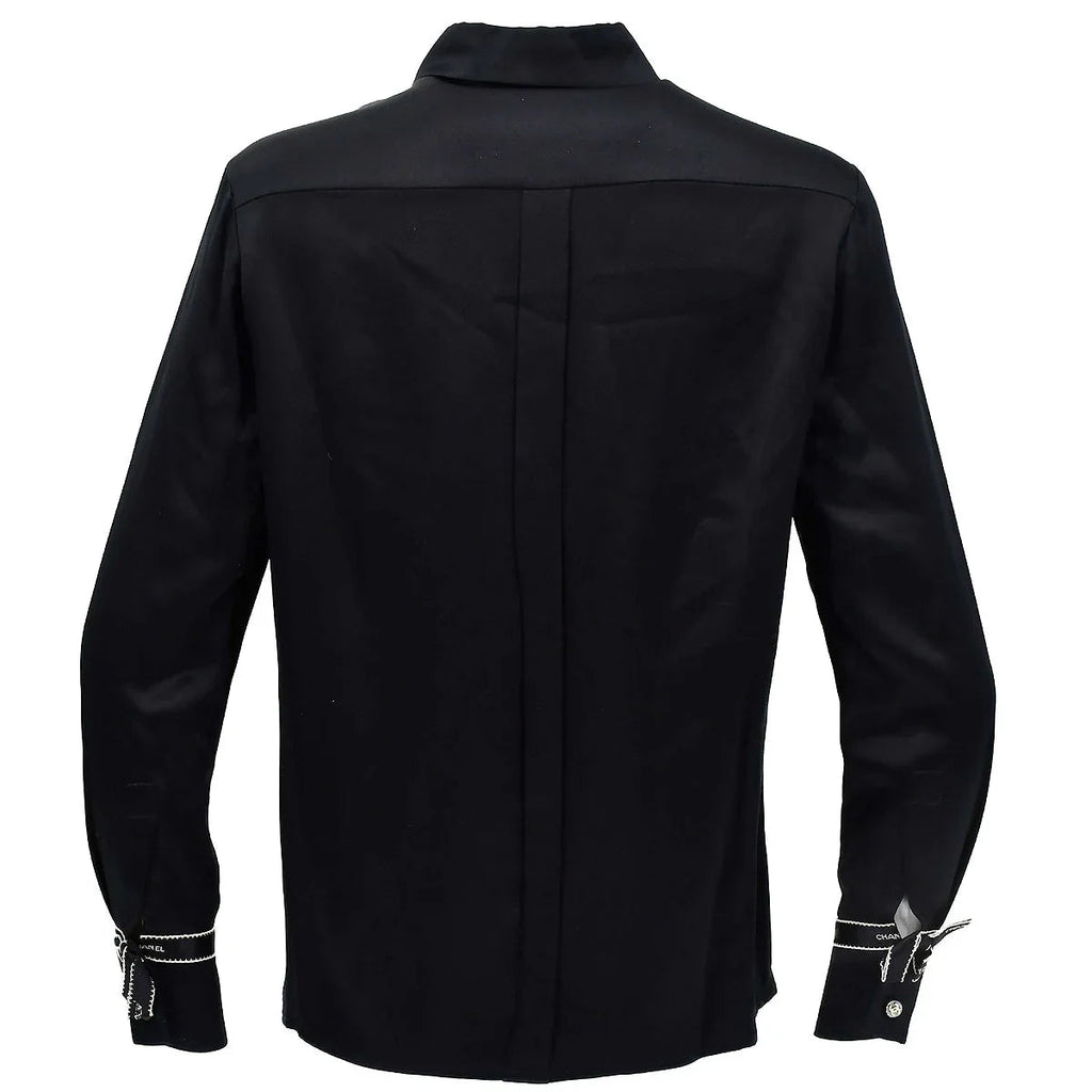 Chanel Blouse Shirt Black 94A #38