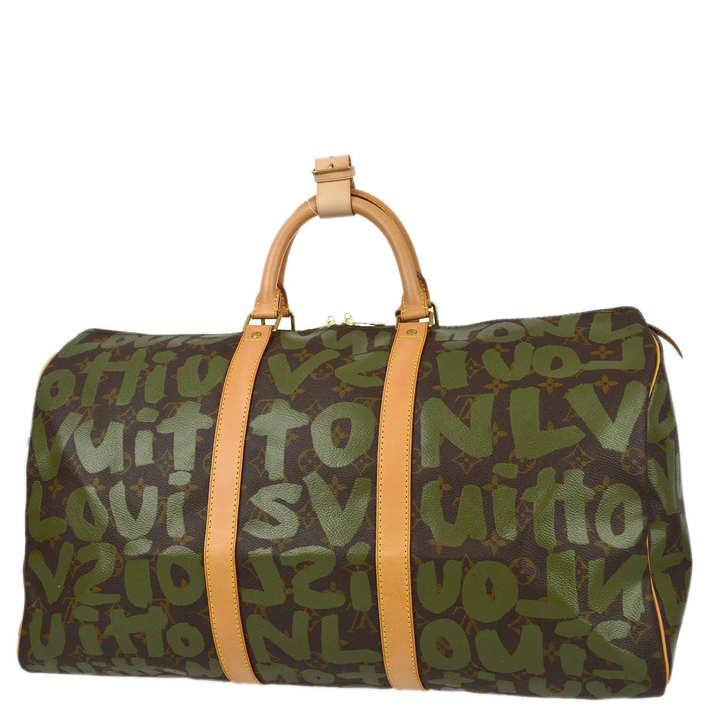 Louis Vuitton 2001 Khaki Monogram Graffiti Keepall 50 Duffle Bag M92196
