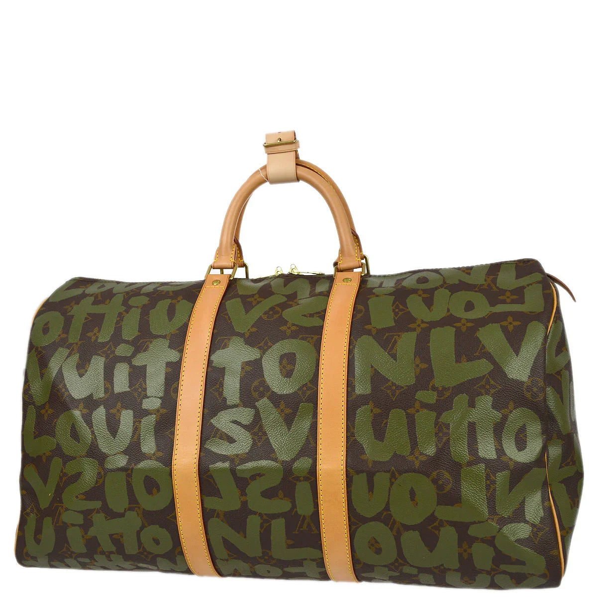 Louis Vuitton 2001 Khaki Monogram Graffiti Keepall 50 Duffle Bag M92196