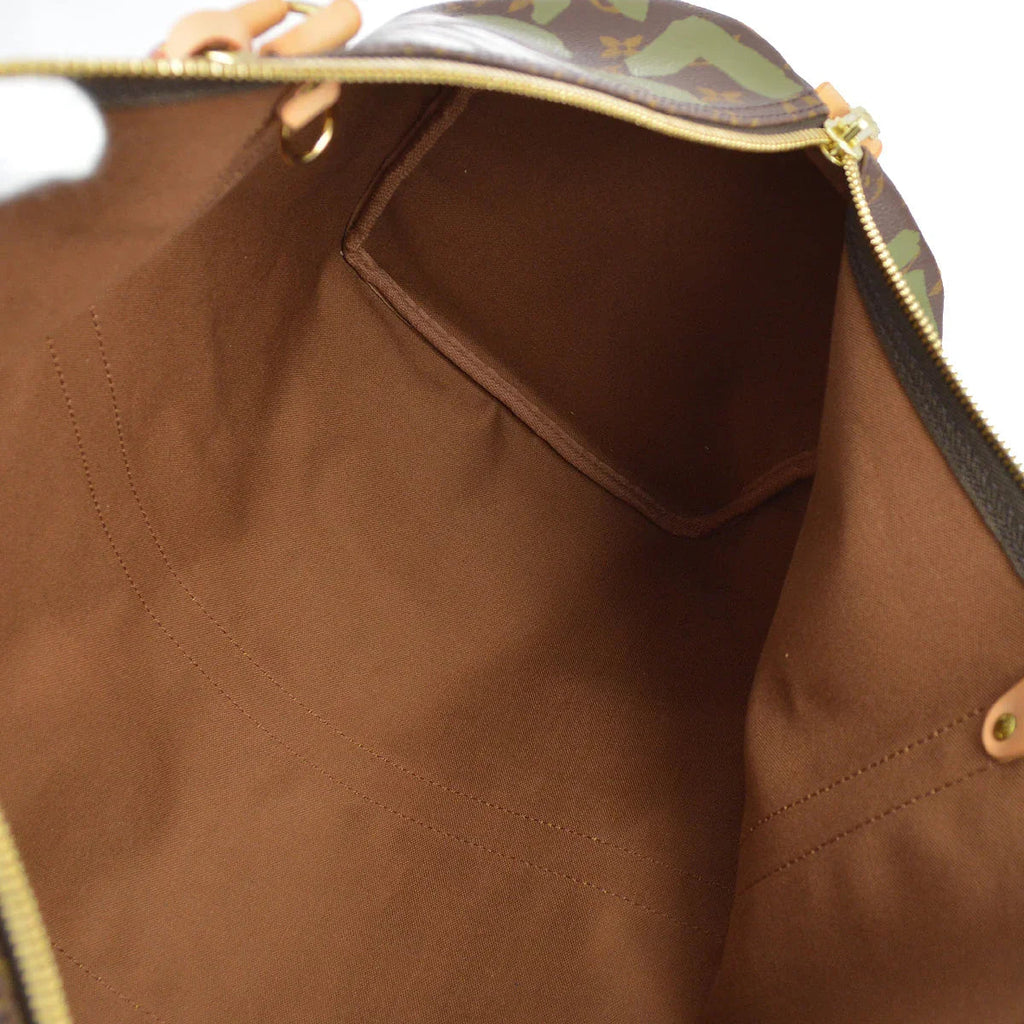 Louis Vuitton 2001 Khaki Monogram Graffiti Keepall 50 Duffle Bag M92196