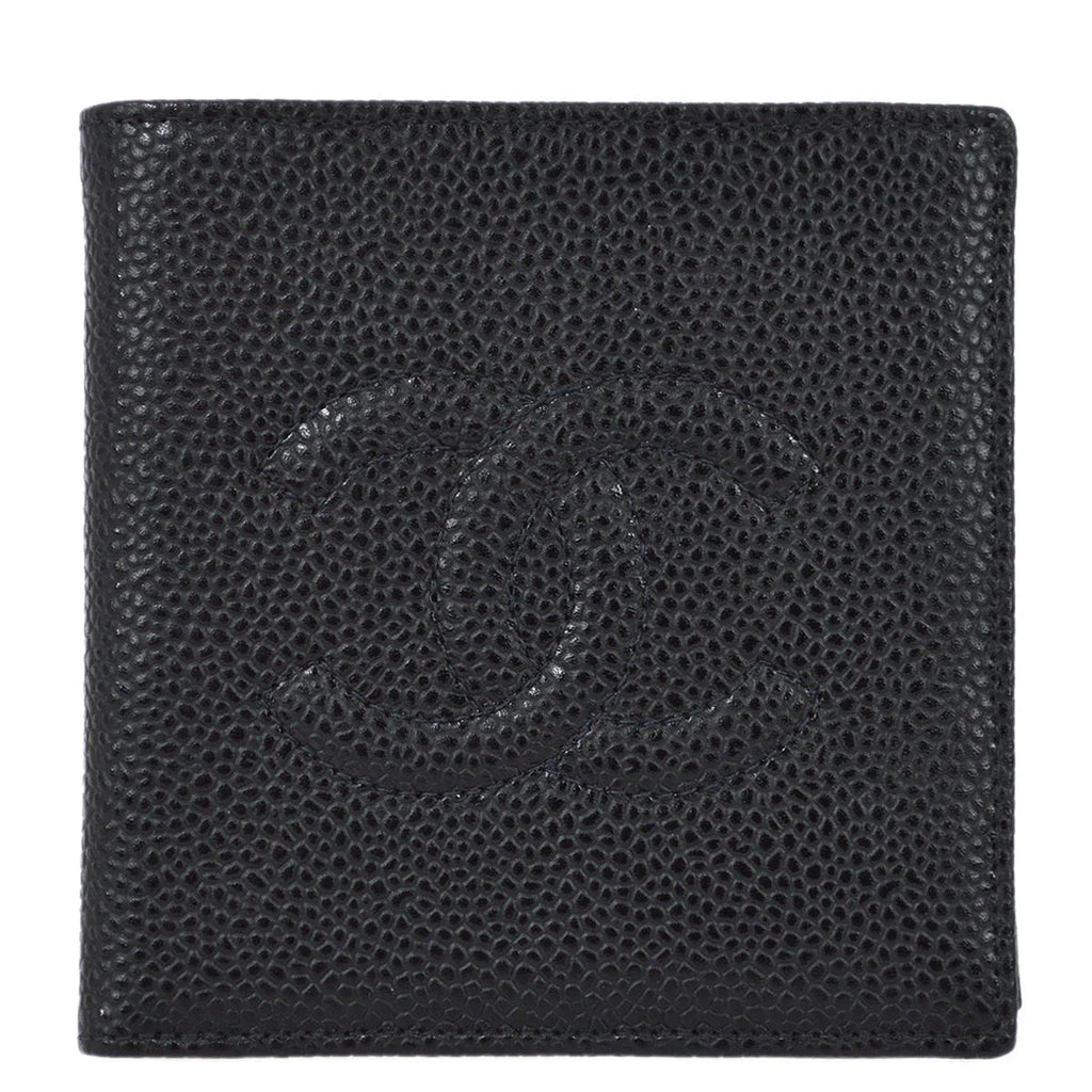 Chanel 2000-2001 Black Caviar Bifold Wallet Purse