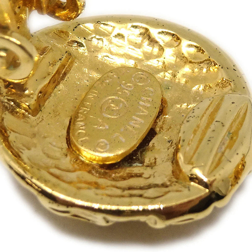 Chanel CC Dangle Earrings Clip-On Gold 95A