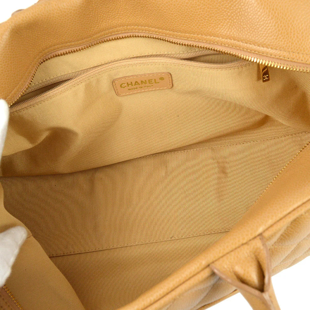 Chanel 2004-2005 Beige Caviar Bowling Bag 37