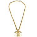 Chanel Quilted Charm Gold Chain Pendant Necklace Accessories 94A