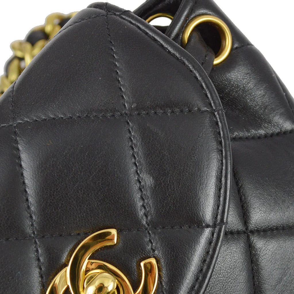 Chanel 1991-1994 Black Lambskin Small Duma Backpack