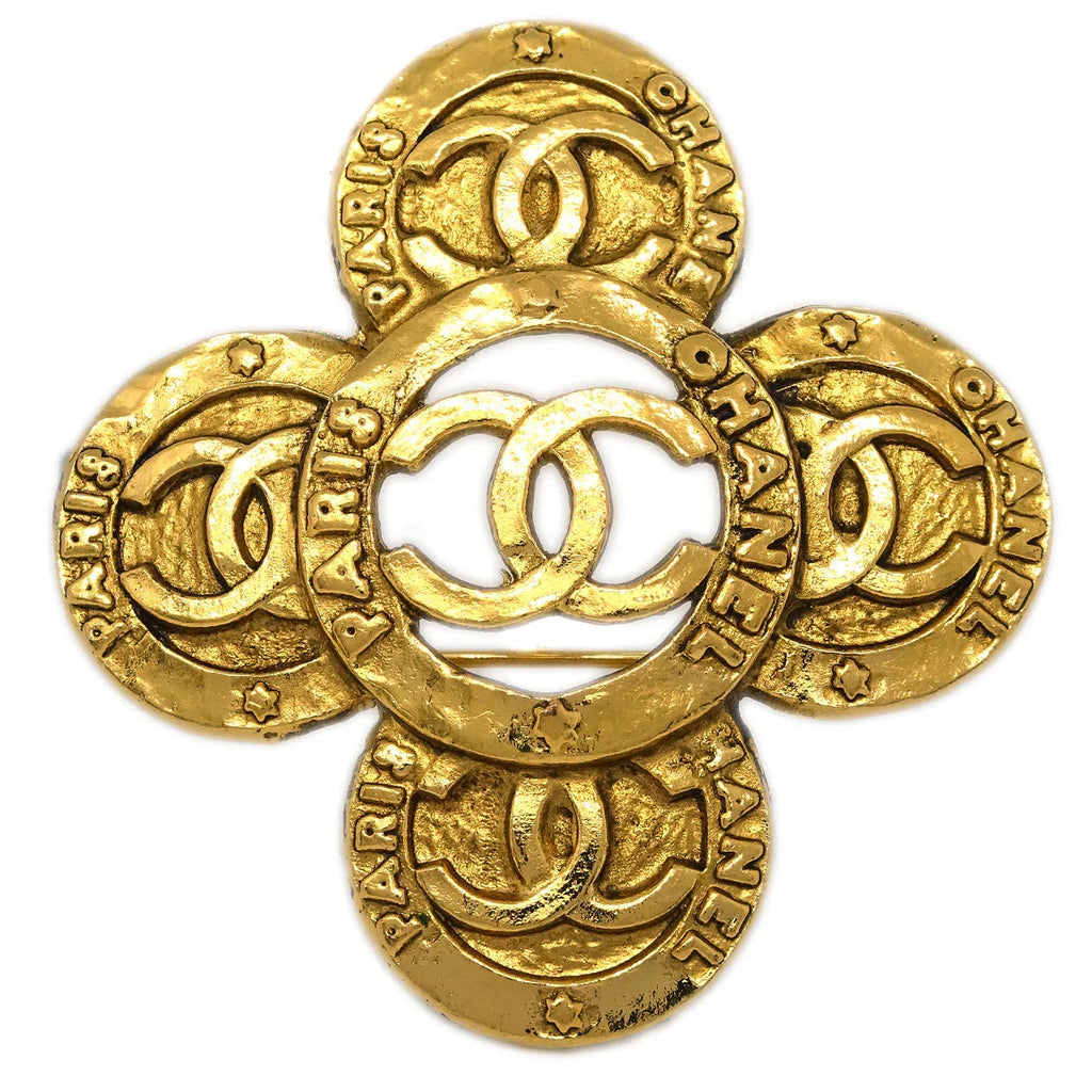 Chanel 1993 Flower Motif Brooch Pin Gold 28/1231