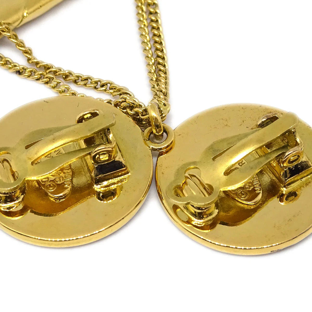 Chanel 1994 Bag Dangle Earrings Clip-On Gold