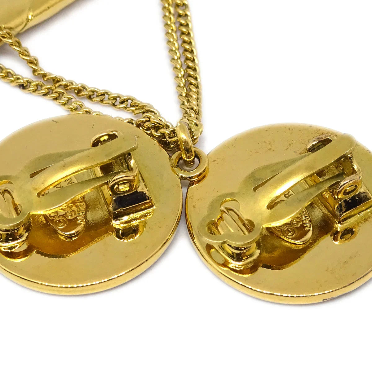 Chanel 1994 Bag Dangle Earrings Clip-On Gold