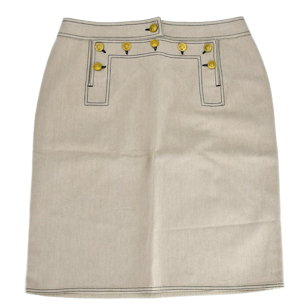 Chanel Skirt Beige Denim #44