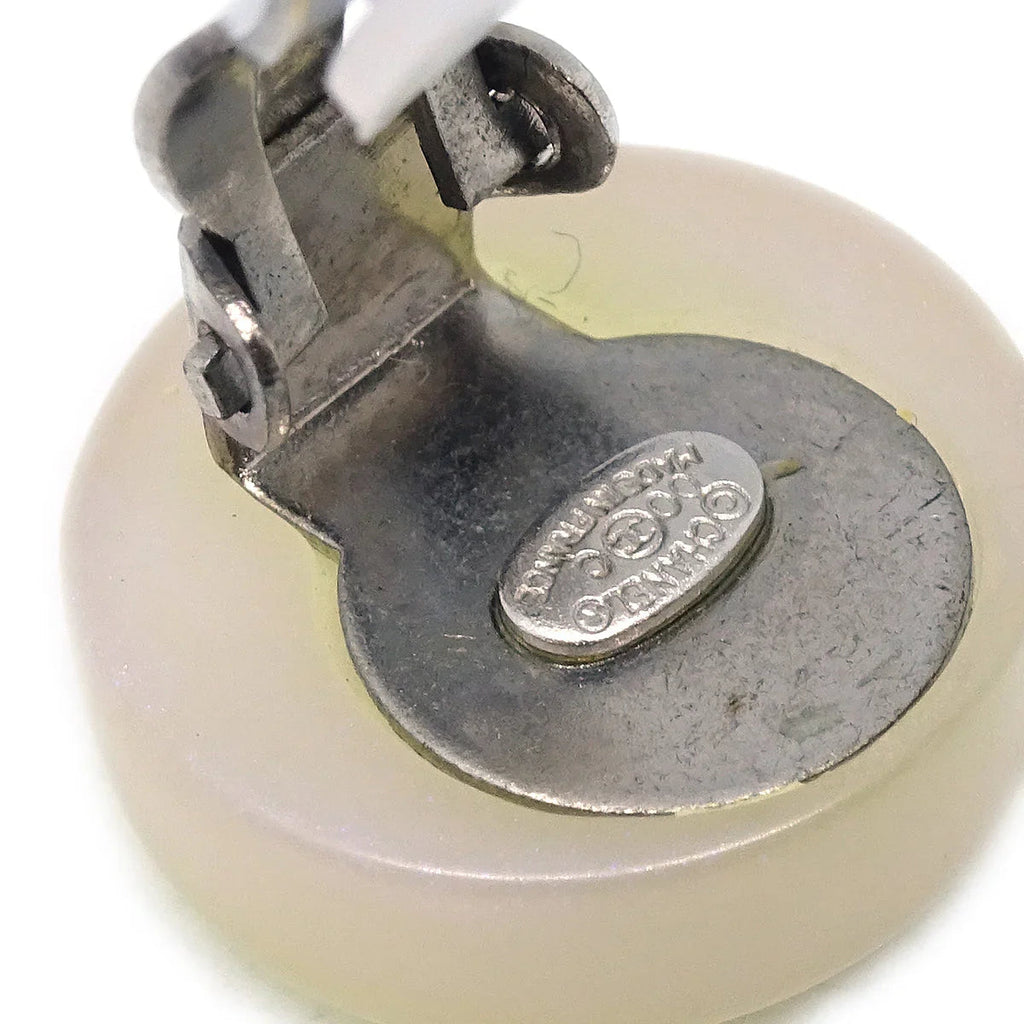 Chanel Button Earrings Clip-On White 00C