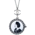 Chanel Mademoiselle Chain Pendant Necklace Silver 03P