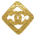 Chanel Rhombus Brooch Pin Gold 94A