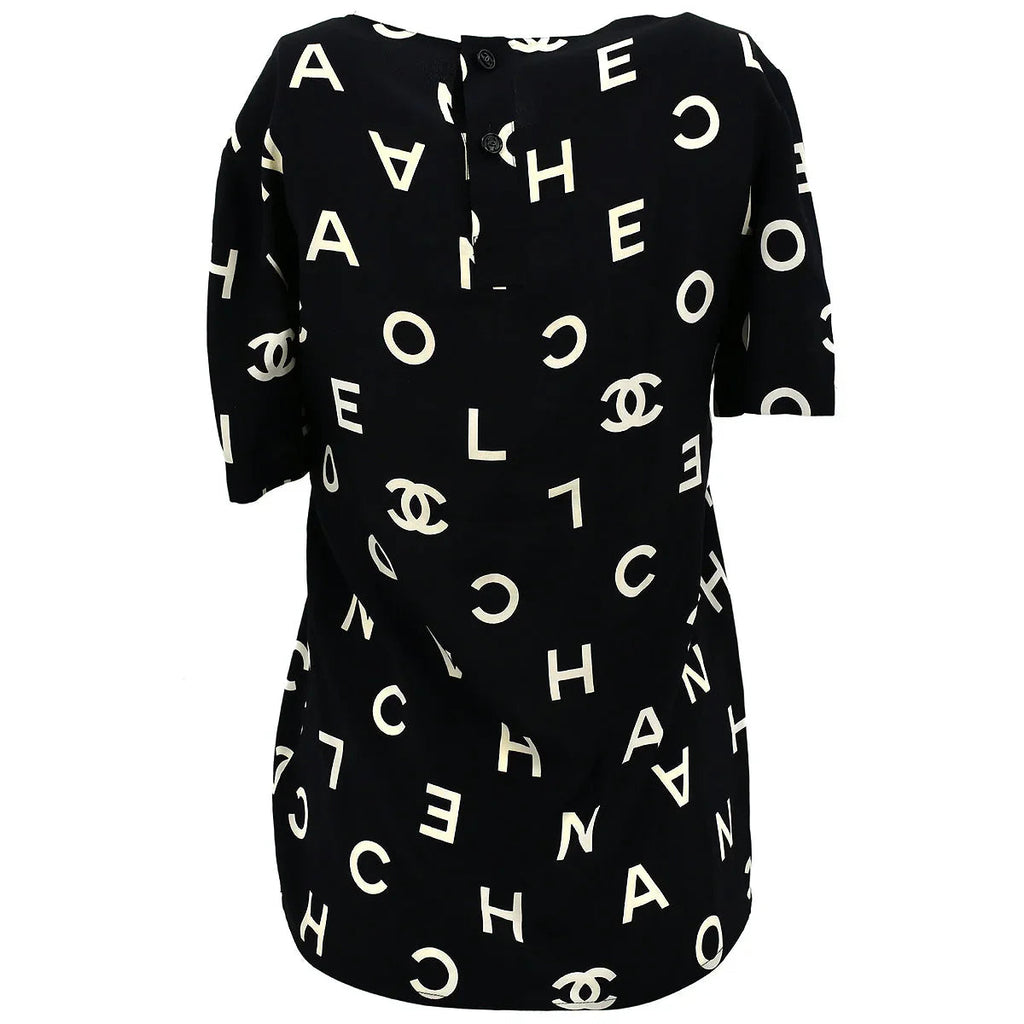 Chanel Spring 1997 Short Sleeve Shirt Blouse Top Black #38