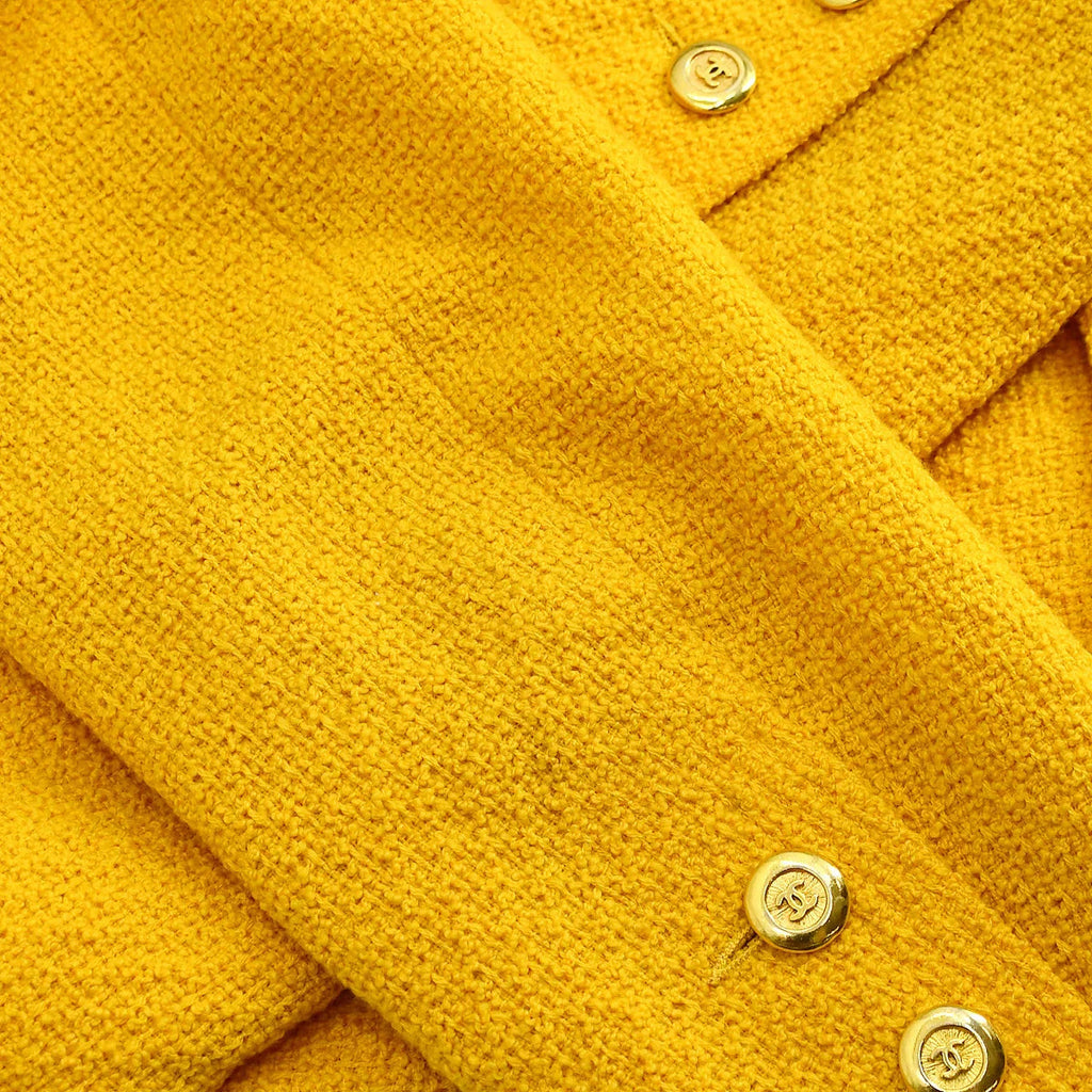 Chanel Double Breasted Collarless Jacket Yellow 17 #38