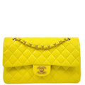 Chanel * 2000-2001 Yellow Lambskin Medium Classic Double Flap Bag