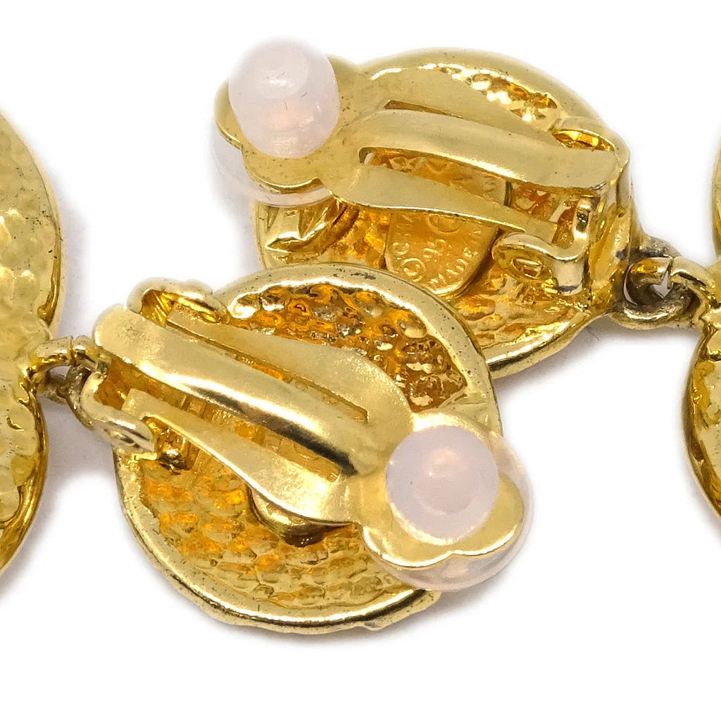 Chanel Gold Dangle Earrings Clip-On 95A