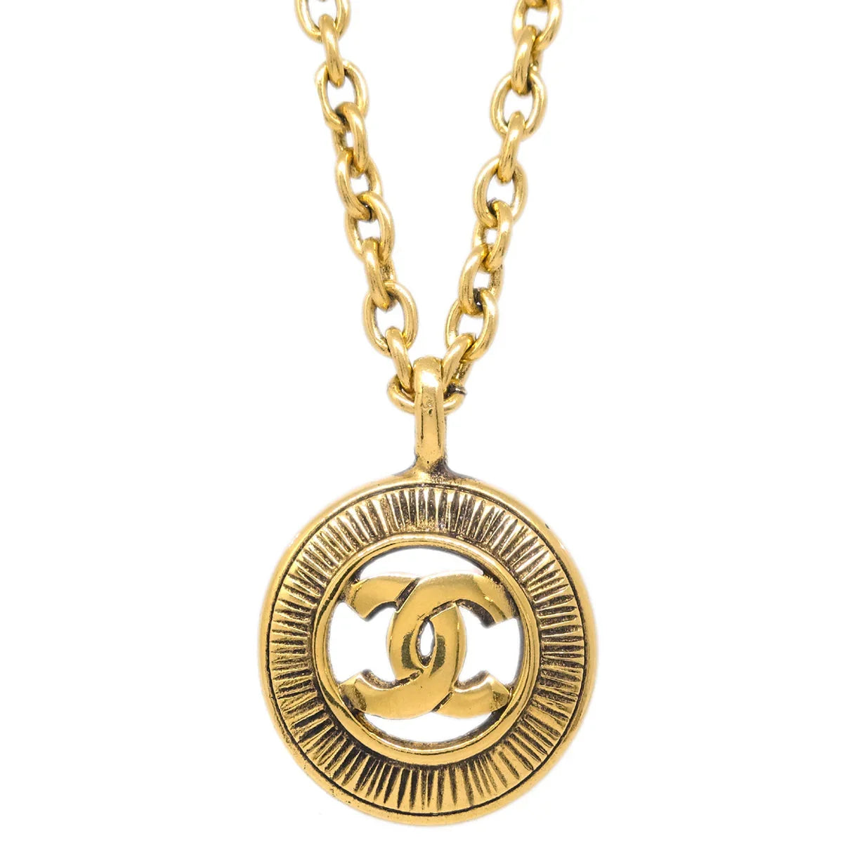 Chanel Gold Medallion Pendant Necklace 3848