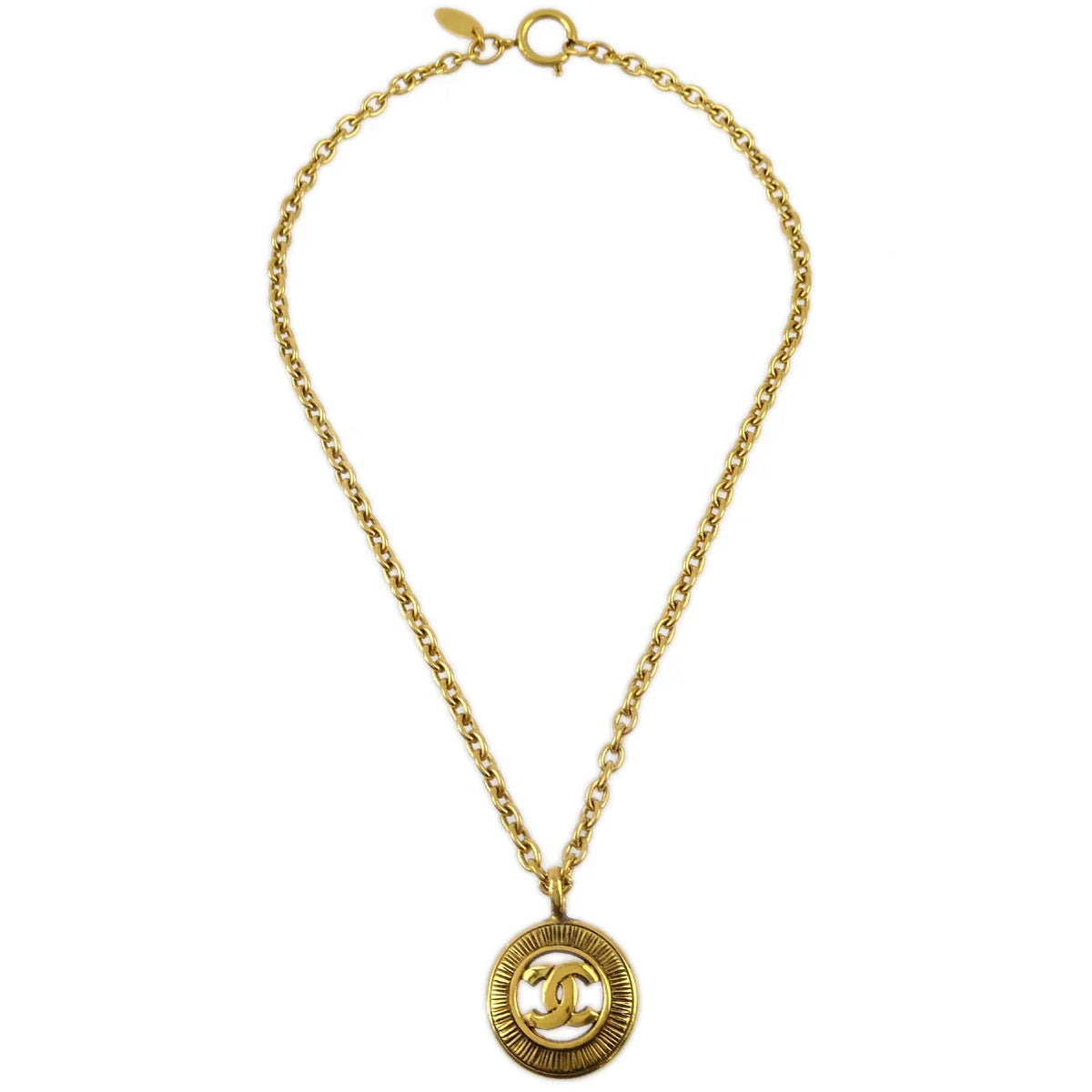 Chanel Gold Medallion Pendant Necklace 3848