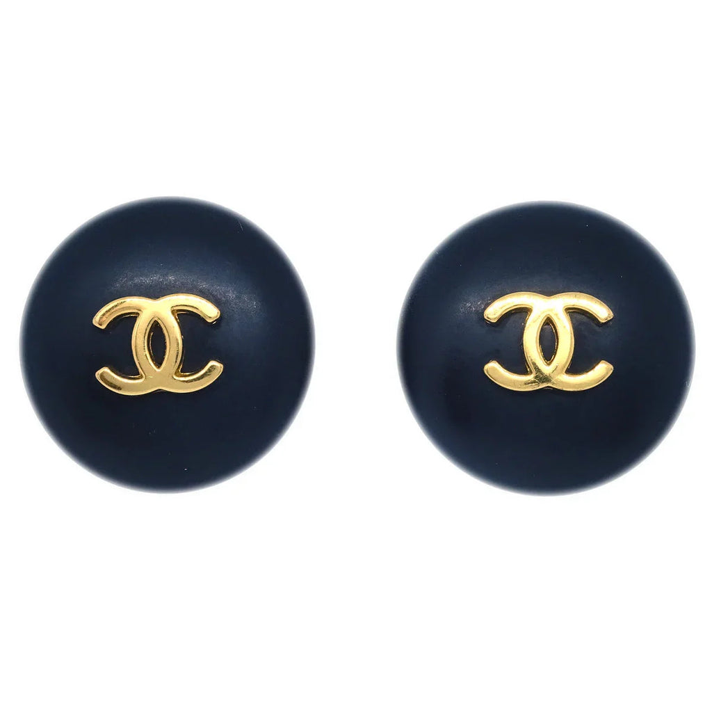 Chanel Black Button Earrings Clip-On 95A