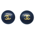 Chanel Button Earrings Clip-On Black 95P